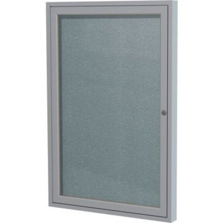 Ghent Enclosed Bulletin Board, Outdoor, 1 Door, 24""W x 36""H, Stone Vinyl/Silver Frame -  GHENT MANUFACTURING, PA13624VX-199